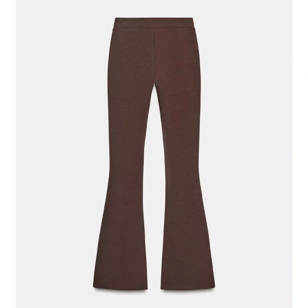 Zara NWT brown flare stretchy interlock pants
